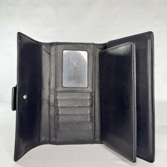 Coach Soho Buckle Black Leather Trifold Wallet - Picture 4 of 15